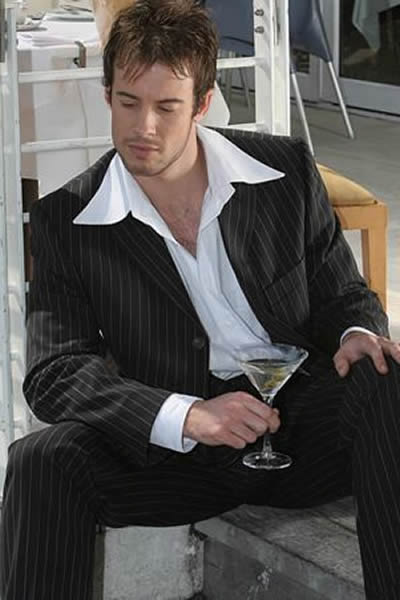 Black pinstripe suit